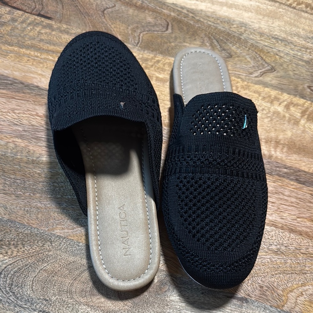 Nautica Black Knit Slip-On Shoes